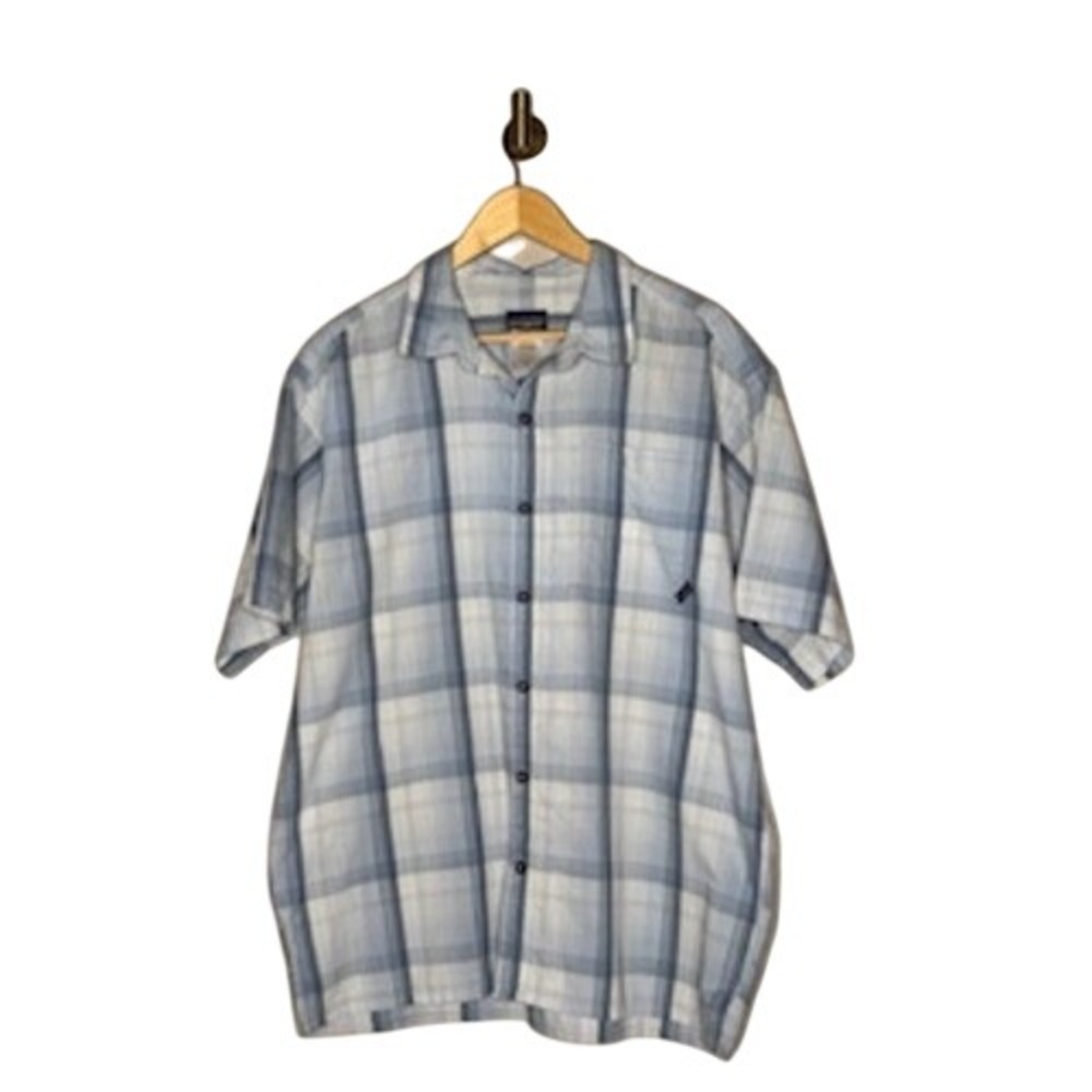 Patagonia Organic Cotton Plaid Shirt Mens‎ Large Blue Short Sleeve